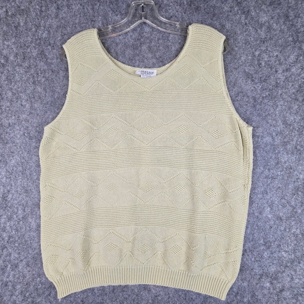 Carriage Court Sweater Vest Womens Small Yellow Relaxed Textured Geometric Knit